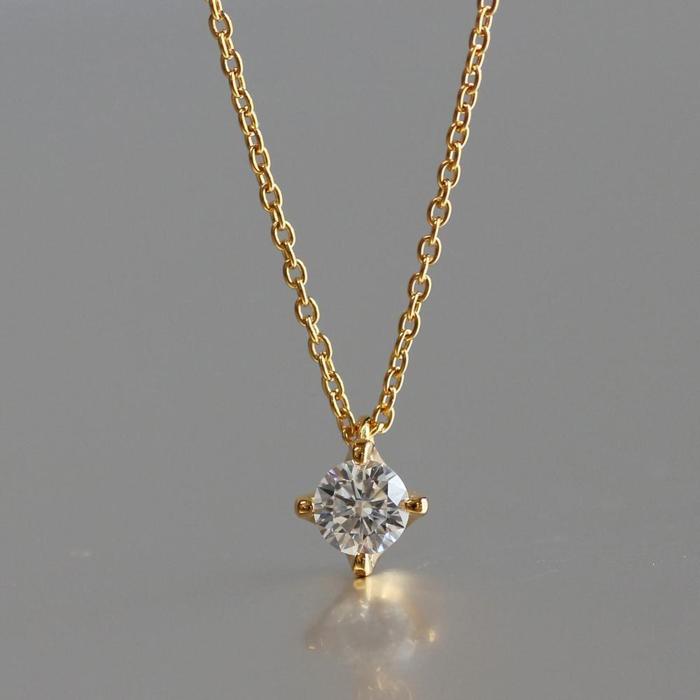 【ふるさと納税】サステナブルなジュエリーを ラボグロウンダイヤモンド K18 ネックレス 0.2ct 4本たて爪　LAB-K18-002 サムネイル2