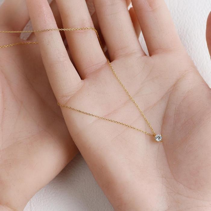 【ふるさと納税】サステナブルなジュエリーを ラボグロウンダイヤモンド K18 ネックレス 0.2ct 4本たて爪　LAB-K18-002 サムネイル3