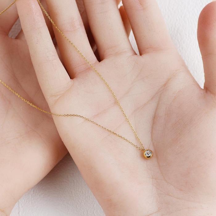 【ふるさと納税】サステナブルなジュエリーを ラボグロウンダイヤモンド K18 ネックレス 0.2ct ふくりん留め　LAB-K18-004 サムネイル3