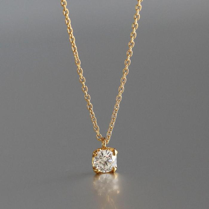 サステナブルなジュエリーを ラボグロウンダイヤモンド K18 ネックレス 0.2ct 4点留め　LAB-K18-005