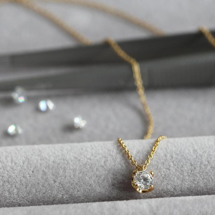 【ふるさと納税】サステナブルなジュエリーを ラボグロウンダイヤモンド K18 ネックレス 0.2ct 4点留め　LAB-K18-005 サムネイル2