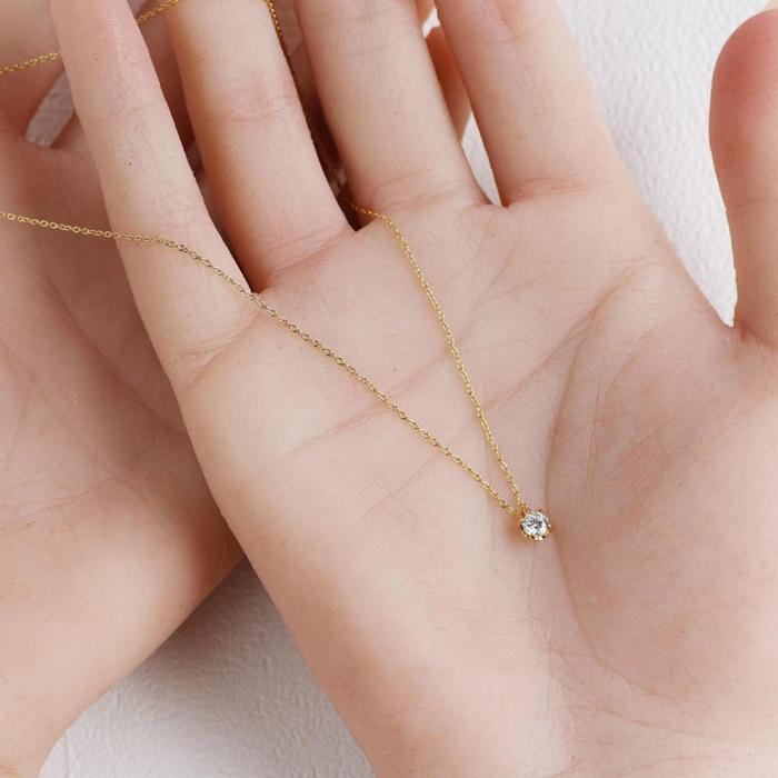 【ふるさと納税】サステナブルなジュエリーを ラボグロウンダイヤモンド K18 ネックレス 0.2ct 4点留め　LAB-K18-005 サムネイル3