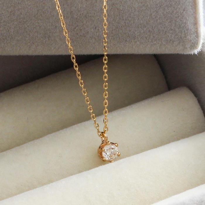 【K10イエローゴールド ダイヤモンドネックレス】0.1ct 気品あふれる6本たてづめ 長さ40cm　KN01050Y / 金 ゴールド ダイヤ ジュエリー アクセサリー ギフト プレゼント レディース シンプル 定番