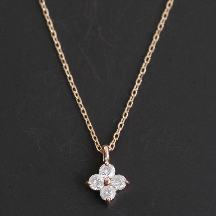 【ふるさと納税】【K10ピンクゴールドダイヤモンドネックレス】大人気 可愛い4枚花びらのダイヤモンド0.132ct 長さ40cm　KN01001D / 金 ゴールド ダイヤ ジュエリー アクセサリー ギフト プレゼント レディース シンプル 定番 - 画像3