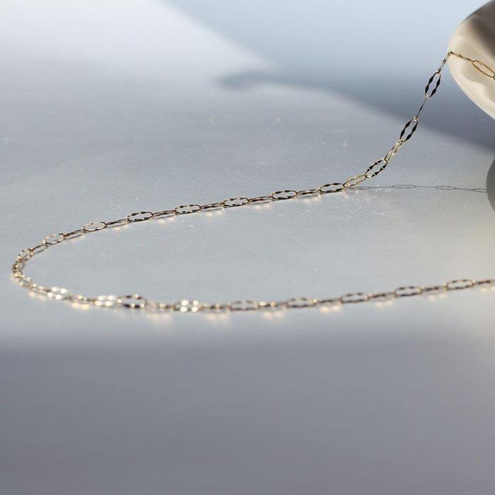 【K10イエローゴールド チェーンネックレス】存在感あふれるペダルLチェーン 印象的な胸元に 長さ40cm　SN1007-K10 / 金 ゴールド ジュエリー アクセサリー ギフト プレゼント レディース シンプル 定番