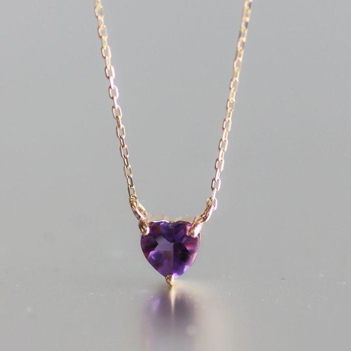 【ふるさと納税】【K10イエローゴールドネックレス】ハートにデザインしたアメジストネックレス 紫水晶 長さ40cm　KN01003A / 金 ゴールド ジュエリー アクセサリー ギフト プレゼント レディース シンプル 定番 サムネイル3