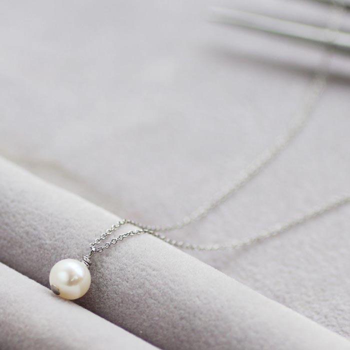 【ふるさと納税】小さいながらも存在感のある 6mm 淡水パールネックレス チェーンカラー：シルバー サイズ：45cm PE002S サムネイル2