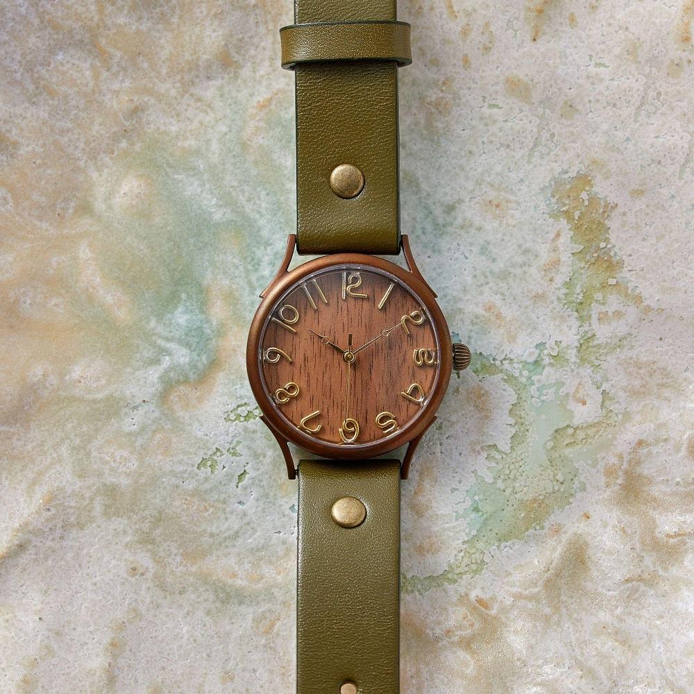 【ふるさと納税】ナチュラルウッド【ウォールナット】の文字盤が印象的なハンドメイドウォッチ Lサイズ W4 ベルトカラー：オリーブ　WB045L W4-オリーブ サムネイル2