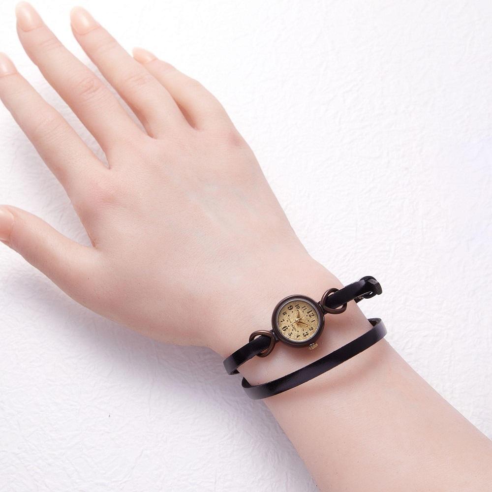 【ふるさと納税】ブレスウォッチ　アンティークフェイスとイタリアンレースのハンドメイドウォッチ　ベルトカラー：黒　WB066-WL004黒 サムネイル3