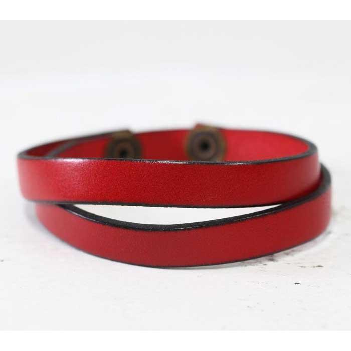 【ふるさと納税】牛革で作る オシャレに決まる クールなレザーブレスレット ハンドメイド イタリアンレース　レザーカラー：赤　WL002-赤 サムネイル2
