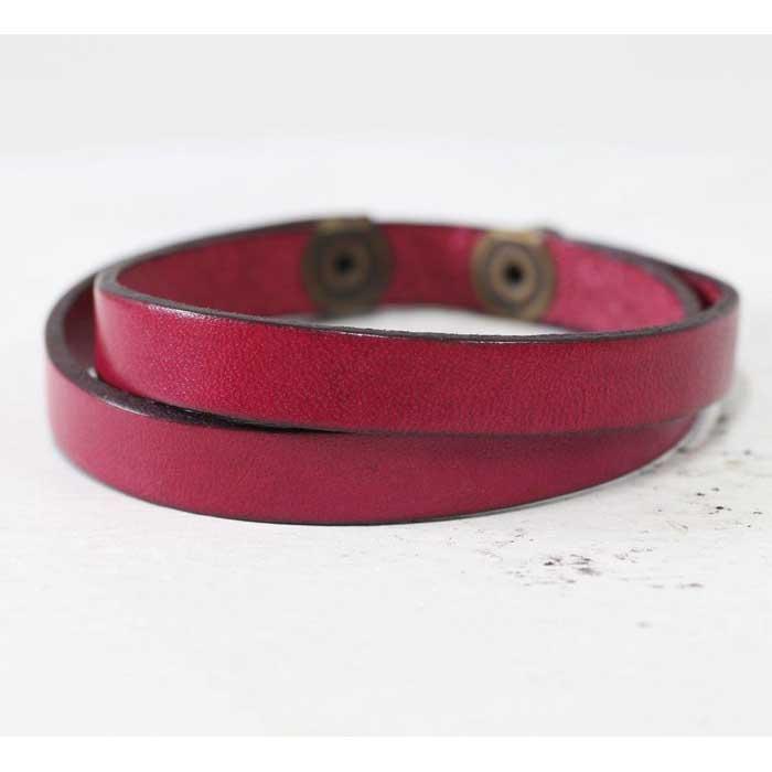 牛革で作る オシャレに決まる クールなレザーブレスレット ハンドメイド イタリアンレース　レザーカラー：ピンク　WL002-ピンク