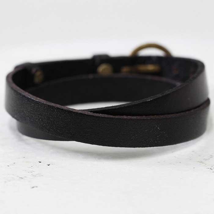 存在感抜群【イタリアンレースブレスレット】2重巻きレザーアクセサリー 牛革 ベルトカラー：黒 WL006 黒
