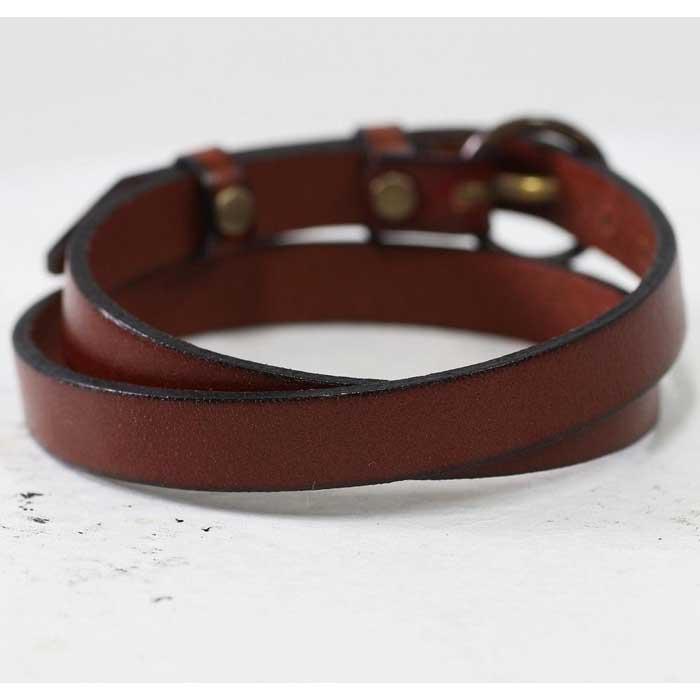 存在感抜群【イタリアンレースブレスレット】2重巻きレザーアクセサリー 牛革 ベルトカラー：茶 WL006 茶