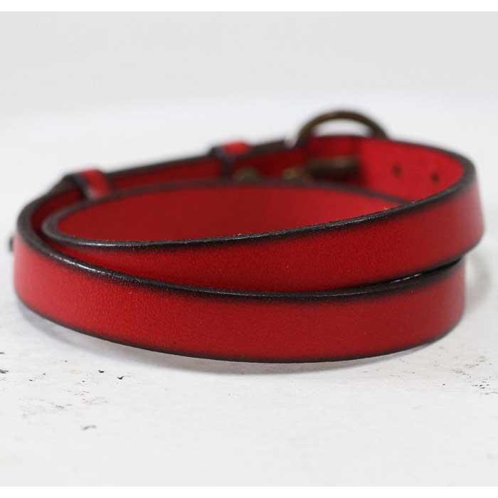 存在感抜群【イタリアンレースブレスレット】2重巻きレザーアクセサリー 牛革 ベルトカラー：赤 WL006 赤