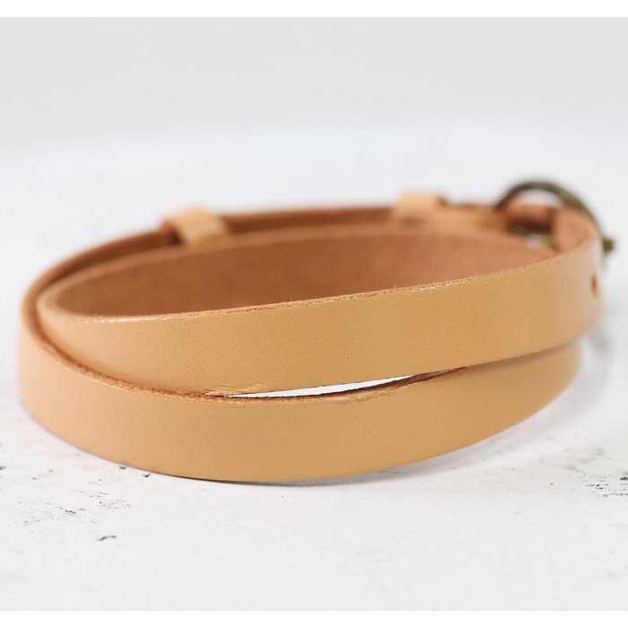 存在感抜群【イタリアンレースブレスレット】2重巻きレザーアクセサリー 牛革 ベルトカラー：ヌメ WL006 ヌメ