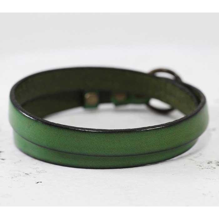 存在感抜群【イタリアンレースブレスレット】2重巻きレザーアクセサリー 牛革 ベルトカラー：緑 WL006 緑