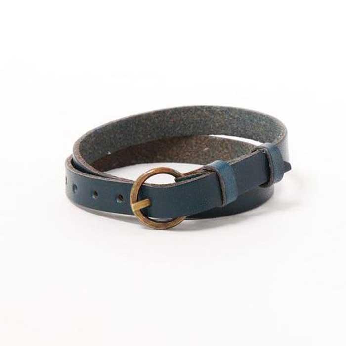 深い色あいが魅力的【栃木レザー 2重巻きブレスレット】クラシカルデザインが人気 レザーカラー：茄子紺　WL007 茄子紺