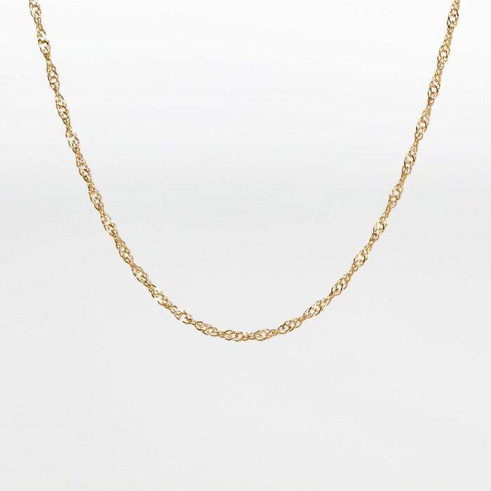 【K10イエローゴールド チェーンネックレス】可憐なスクリューチェーン 胸元が上品美しさ輝く 長さ40cm　SN1010-K10