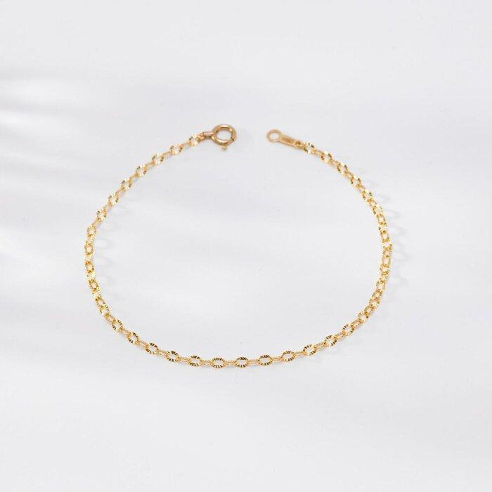 【K10イエローゴールド チェーンブレスレット 】キュートなペダルSチェーン 可憐で美しい手元をデザイン 長さ17cm　SB1006-K10