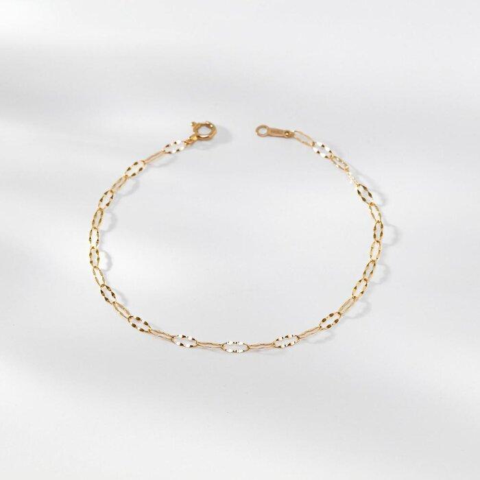 【K10イエローゴールド チェーンブレスレット】存在感あふれるペダルLチェーン 上品で印象的な美しさ 長さ17cm　SB1007-K10 / 金 ゴールド ジュエリー アクセサリー ギフト プレゼント レディース シンプル 定番