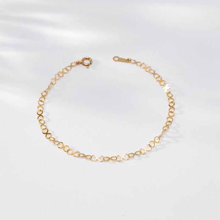 【K10イエローゴールド チェーンブレスレット】個性的なインフィニティチェーン 存在感あふれるデザイン 長さ17cm　SB1008-K10 / 金 ゴールド ジュエリー アクセサリー ギフト プレゼント レディース シンプル 定番