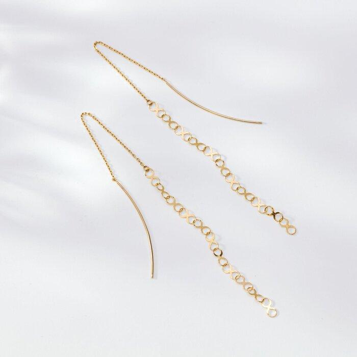 【ふるさと納税】【K10イエローゴールド チェーンピアス】揺れるインフィニティチェーン モテ感あふれる 両耳セット　SP1008-K10 / 金 ゴールド ジュエリー アクセサリー ギフト プレゼント レディース シンプル 定番 サムネイル2