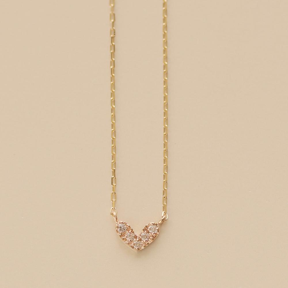 人気デザイン！【K18イエローゴールドダイヤモンドネックレス】ぷっくりハートデザインでデコルテを可愛く演出　K18-01-06 / 金 ゴールド ダイヤ ジュエリー アクセサリー ギフト プレゼント レディース シンプル 定番