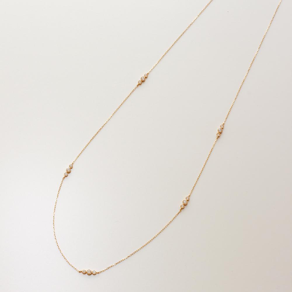 【ふるさと納税】【K10イエローゴールド ラボダイヤモンドネックレス】0.315ct 15粒のダイヤを美しくデザインしたロングネックレス 長さ60cm　K10-N005 サムネイル2