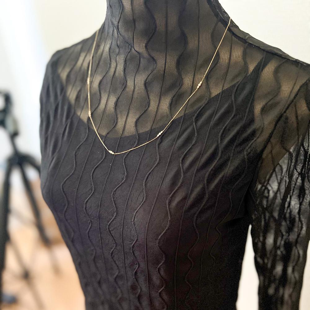 【ふるさと納税】【K10イエローゴールド ラボダイヤモンドネックレス】0.315ct 15粒のダイヤを美しくデザインしたロングネックレス 長さ60cm　K10-N005 サムネイル3