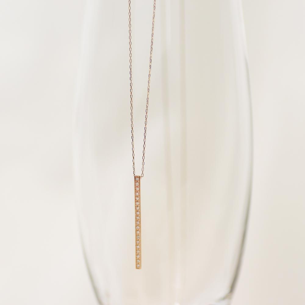 【K10イエローゴールド ラボダイヤモンドネックレス】0.095ct 19粒のラボダイヤが美しいロングネックレス 全長70cm 　K10-N001