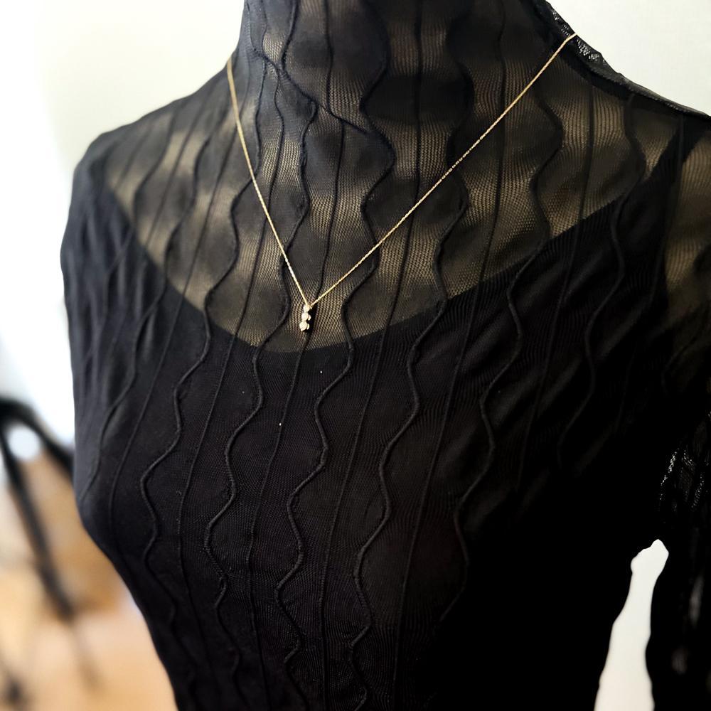 【ふるさと納税】【K10イエローゴールド ラボダイヤモンドネックレス】0.435ct 3粒ダイヤのトリロジーネックレス 上品な美しさ 長さ50cm　K10-N006 サムネイル2