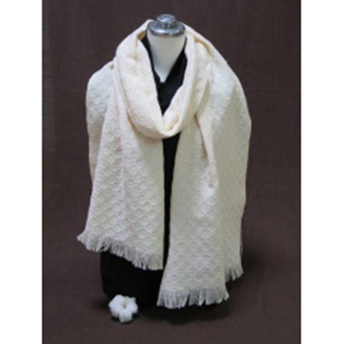 綿畑からそのまま肌に安全・年中使えて洗えるマフラー（大）白 | 綿 マフラー あたたかい 温かい ファッション 冬用 彦根 贈答 ギフト