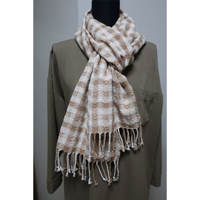 綿畑からそのまま肌に安全・年中使えて洗えるマフラー（大）チェック