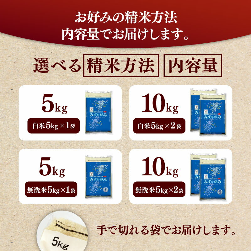【ふるさと納税】 令和7年 みずかがみ 選べる容量 5kg 10kg 選べる精米方法 白米 無洗米 近江米 ミズカガミ 水鏡 米 コメ こめ お米 精米 ご飯 ごはん 飯 彦根産 滋賀 彦根 - 画像3