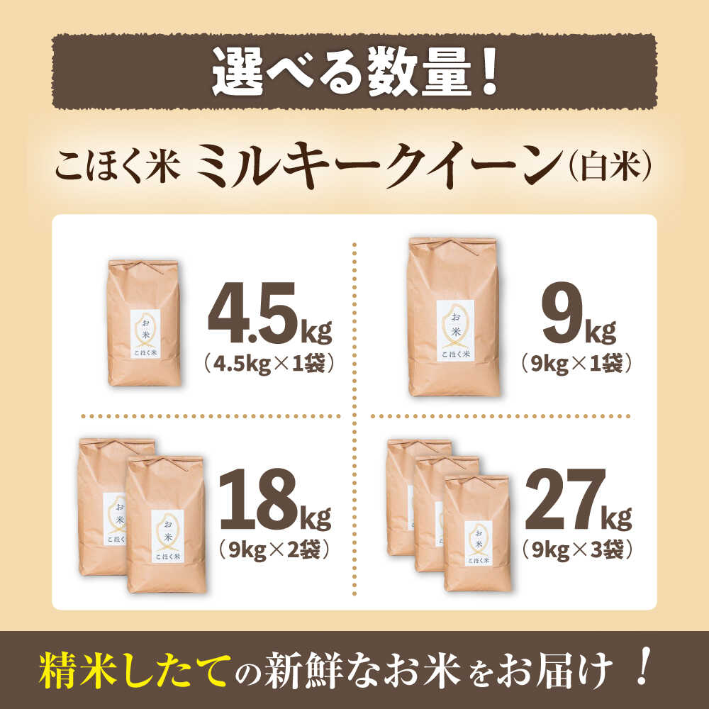 【ふるさと納税】すぐ発送 ＜選べる内容量＞【令和7年産】 米 ミルキークイーン 4.5kg〜27kg 白米【減農薬米】長浜市/エース物産[AQAK010] ミルキークイーン 米 白米 選べる 精米 ご飯 近江米 人気 おすすめ お米 ごはん すぐ届く すぐ 届く 早い スピード発送 - 画像2