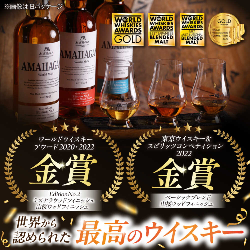 【ふるさと納税】長濱蒸溜所 アマハガン ワールドモルト 700ml × 4本セット｜アマハガン ウイスキー 長浜浪漫ビール 洋酒 ロック 水割り ストレート ハイボール アルコール モルト プレゼント 国産 贈答 ギフト Whisky お酒 滋賀県長浜市/長浜浪漫ビール株式会社[AQBX007] サムネイル2