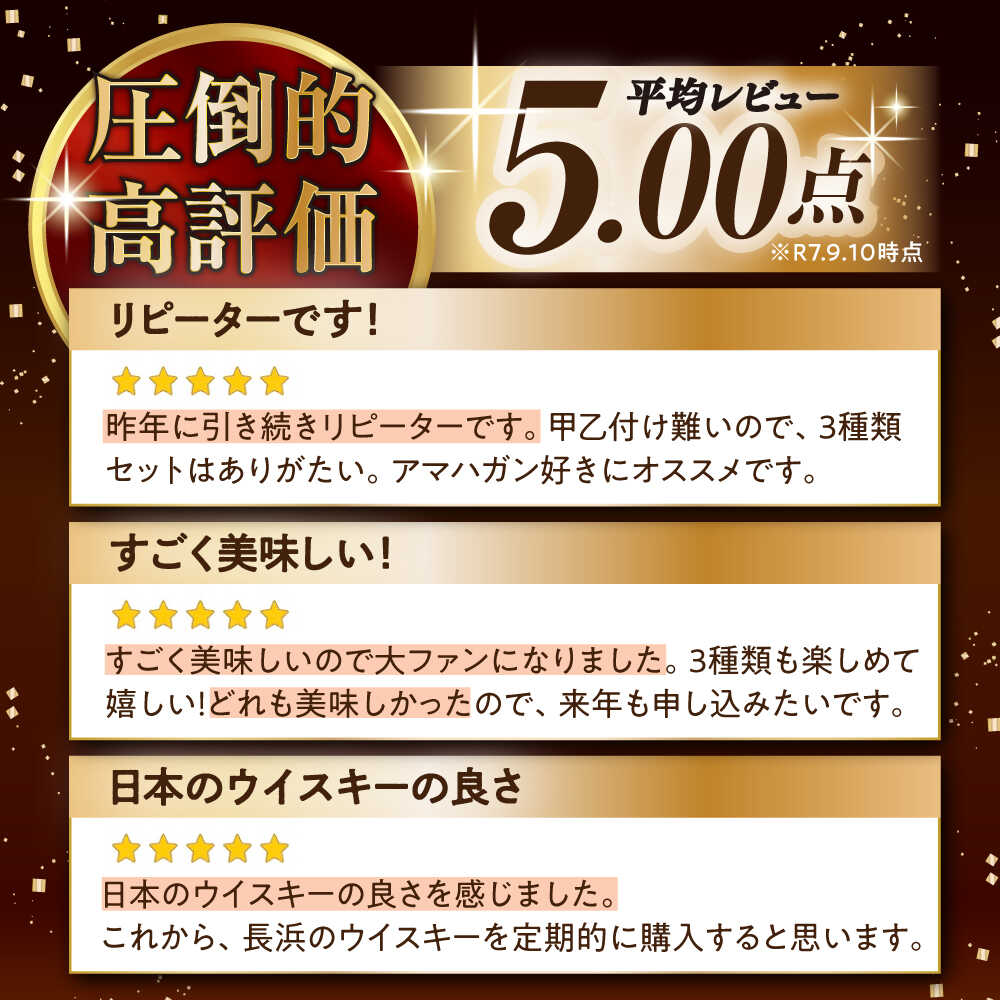 【ふるさと納税】長濱蒸溜所 アマハガン ワールドモルト 700ml × 3本セット｜アマハガン ウイスキー 洋酒 ロック 水割り ストレート ハイボール アルコール 国産 プレゼント 贈答 ギフト ジャパニーズウイスキー 飲み比べ 滋賀県長浜市/長浜浪漫ビール株式会社 [AQBX011] - 画像3