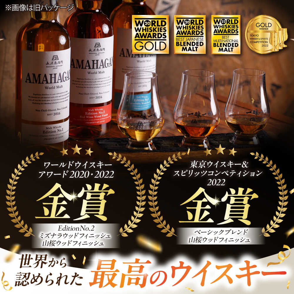 【ふるさと納税】長濱蒸溜所 アマハガン ワールドモルト 700ml × 5本セット｜アマハガン ウイスキー ウィスキー 長浜浪漫ビール 洋酒 ロック 水割り ストレート ハイボール プレゼント 国産 贈答 ギフト お歳暮 飲み比べ 滋賀県長浜市/長浜浪漫ビール株式会社 [AQBX012] サムネイル2