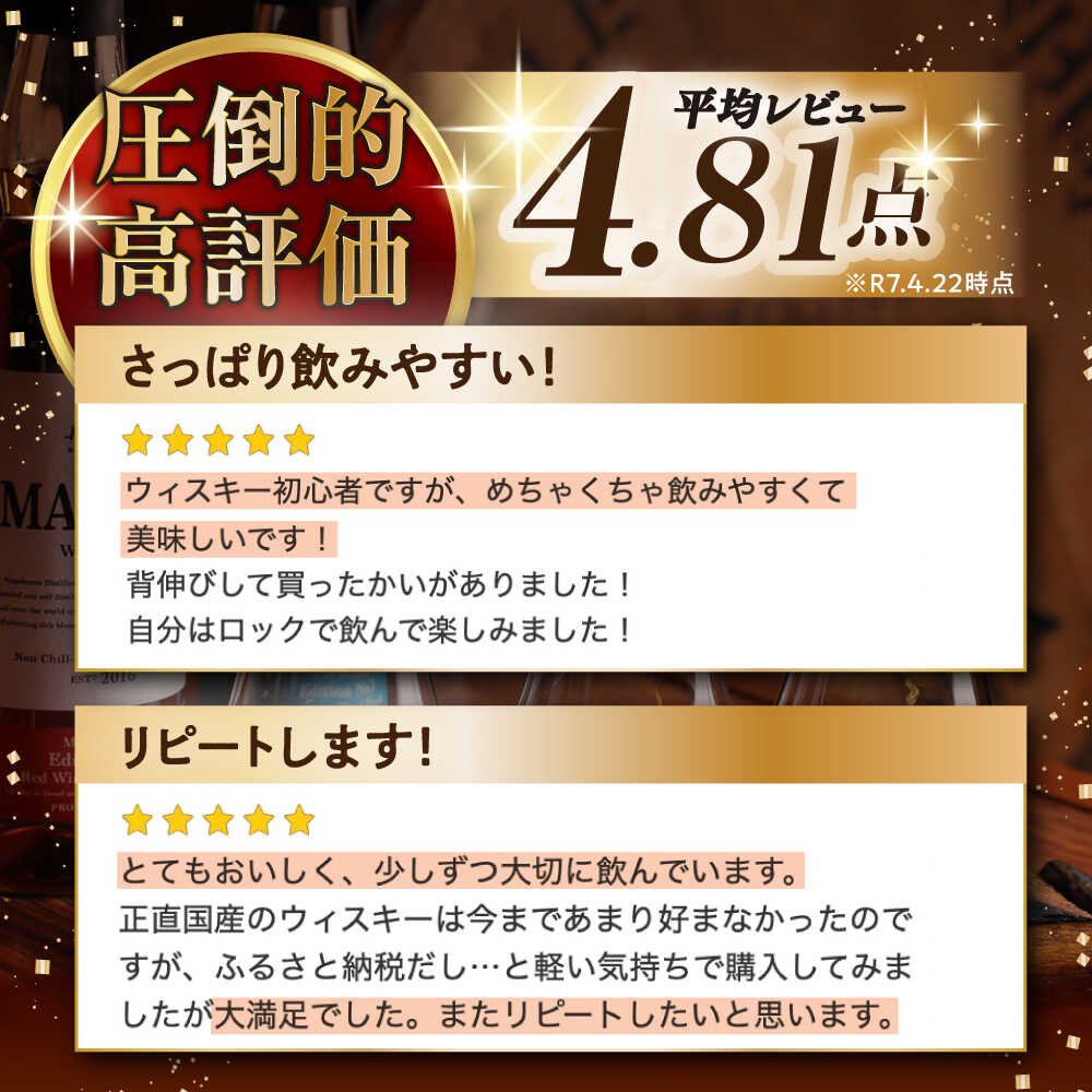 【ふるさと納税】＼レビューキャンペーン対象／【選べる定期便回数】長濱蒸溜所 アマハガン ワールドモルト ベーシックブレンド 長浜市/長浜浪漫ビール[AQBX054] 定期便 アマハガン ウイスキー ウィスキー 洋酒 ロック ストレート ハイボール モルト ギフト プレゼント サムネイル3