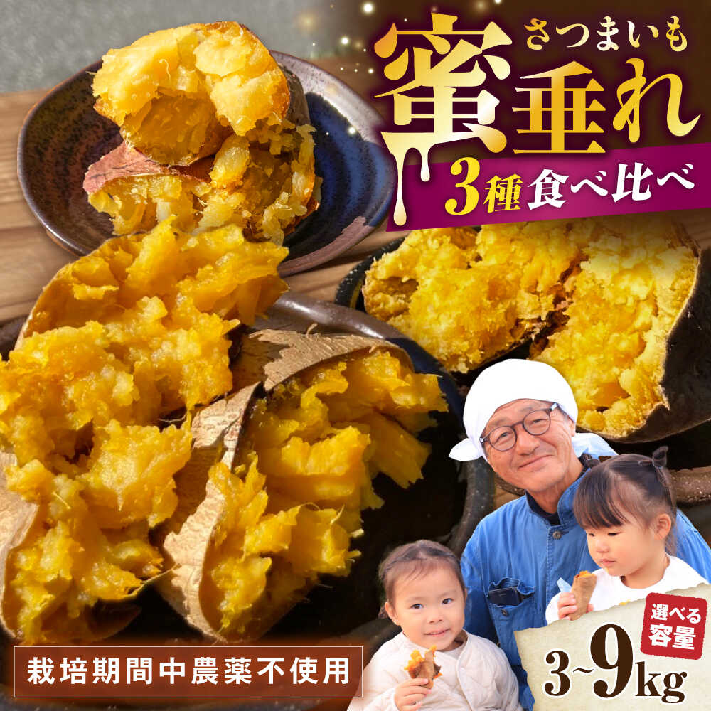 【選べる容量】【厳選】熟成さつまいも3種食べ比べセット3kg～9kg サツマイモ さつま芋 薩摩芋 さつまいも 食べ比べ 紅はるか 安納芋 安納黄金 オーブン レンジ トースター ホクホク やき芋 焼きいも スイーツ 送料無料 滋賀県長浜市/好作豊吉[AQCF017]