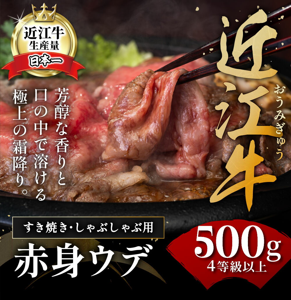 【ふるさと納税】【4等級以上】【近江牛　ウデ】すき焼・しゃぶしゃぶ用【500g】 A4/A5 すき焼き肉 牛肉 霜降り 赤身 国産 ブランド牛 日本三大和牛 肉の池元 キャンプ アウトドア 贈り物 ギフト にも 冷凍 送料無料【リピート多数】【畜産農家支援】 サムネイル2