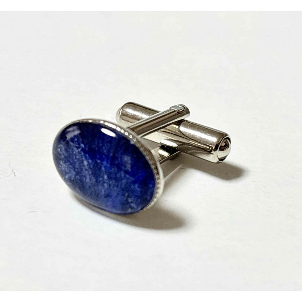 【ふるさと納税】近江瑠璃細工「青の花しずく」タイピン＆カフスセット サムネイル3