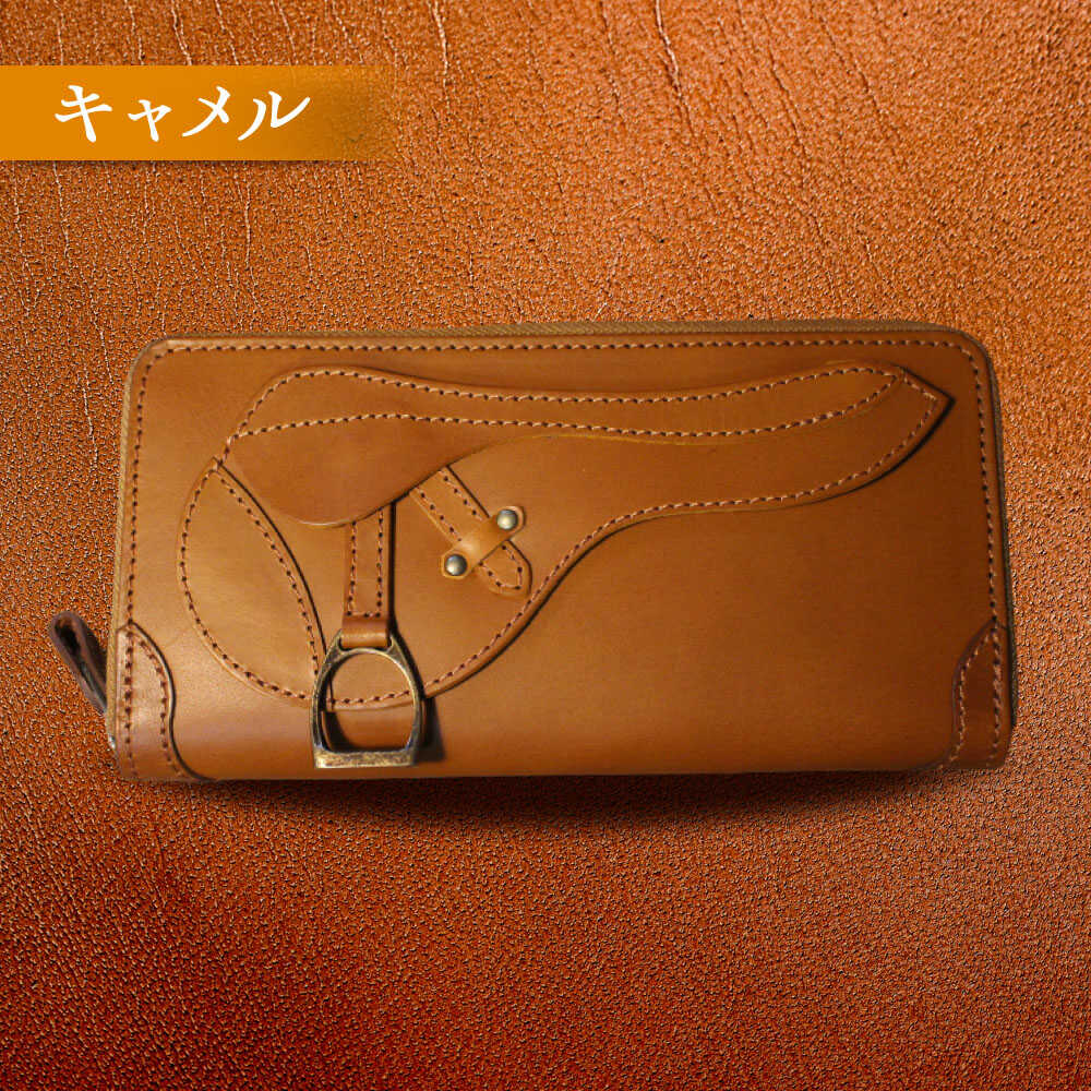 【ふるさと納税】【選べるカラー】鞍型 ラウンドファスナー ロングウォレット / 競馬 馬 競走馬 本革 財布 革小物 ハンドメイド レザー 雑貨 日用品 / 栗東市 / 株式会社ブルズエフ[BIAU079] サムネイル2