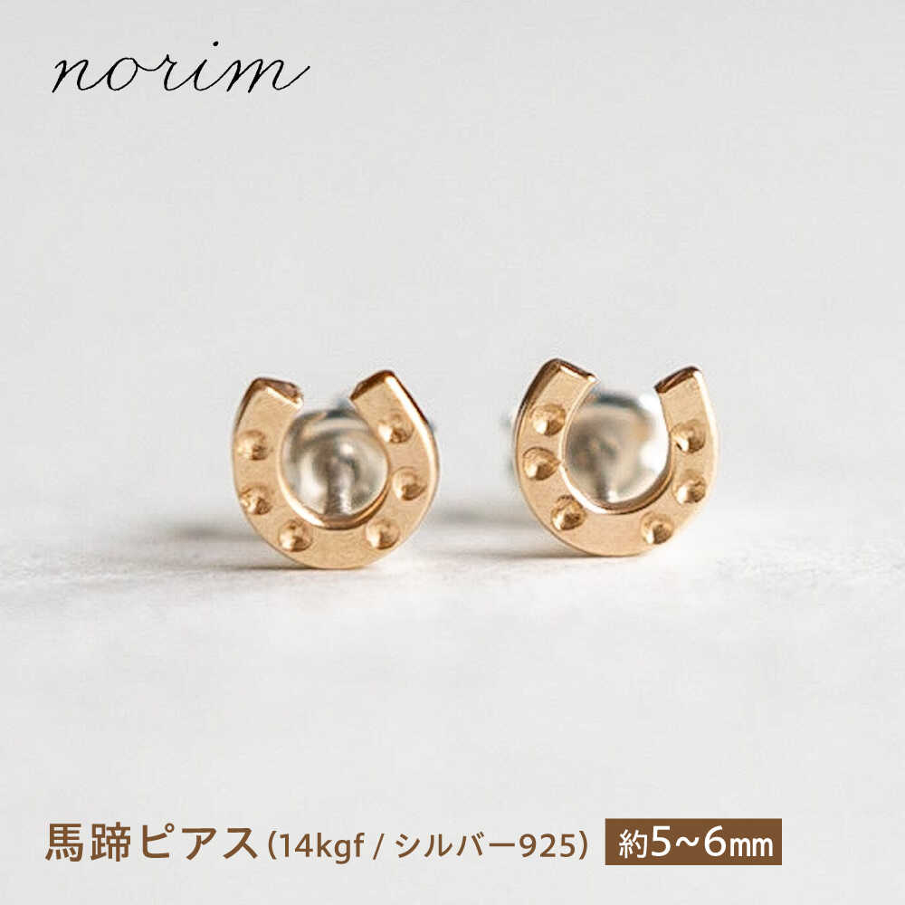 馬蹄ピアス 14kgf ×シルバー925 / 競馬 馬 グッズ 馬蹄 ハンドメイド ピアス アクセサリー シルバー / 栗東市 / norim[BIBP011]