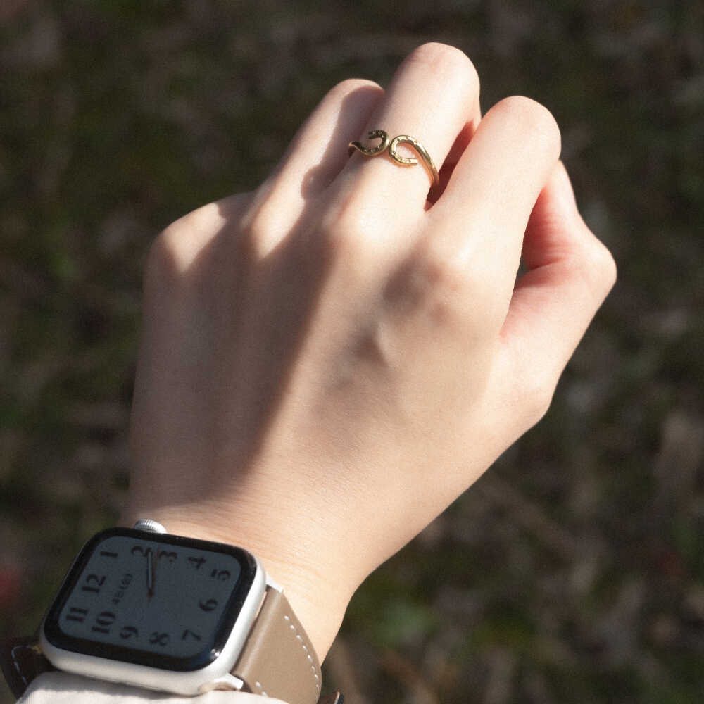 【ふるさと納税】【選べるサイズ】 馬蹄 ツインリング 8〜20号 / 競馬 馬 グッズ 馬蹄 ハンドメイド リング アクセサリー 真鍮リング ゴールド カラー / 栗東市 / norim[BIBP012] サムネイル3