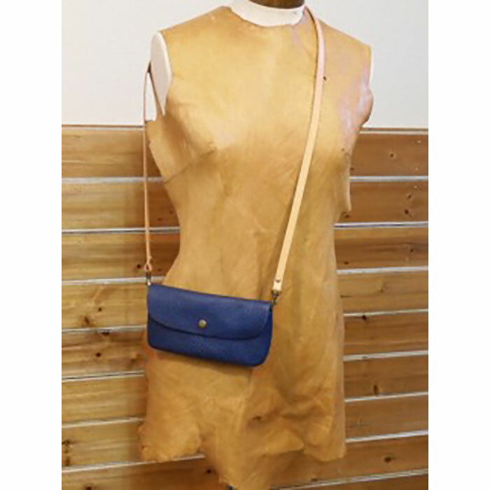 【本革】スマホも入るお財布ポシェット［ネイビー］ | 甲賀市 本革 レザー 財布 ポシェット スマホ収納 コンパクト 高級感 上品 手作り 人気 おすすめ 鞄 カバン ファッション 小物 ギフト プレゼント お取り寄せ 通販 送料無料 ふるさと納税