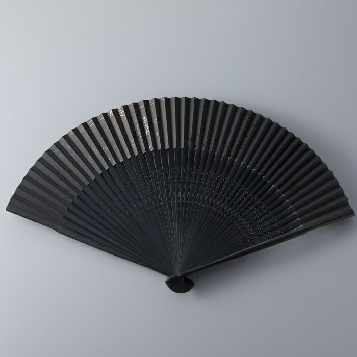 【L-578】鈴木扇子店 鳥獣戯画うるし画黒地（親黒染骨）7.5寸(約22.5cm) ［高島屋選定品］