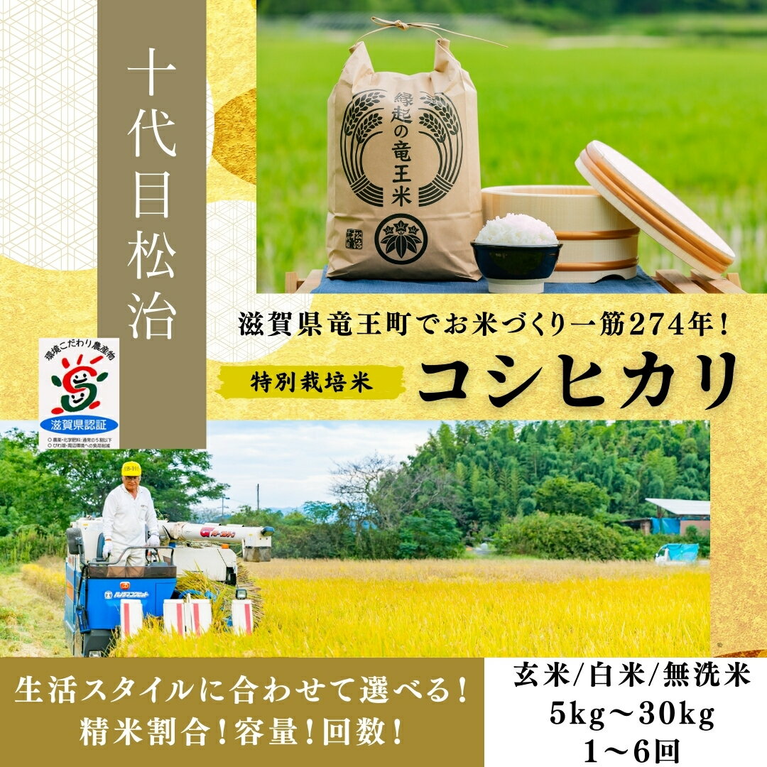 令和7年産米 コシヒカリ 米 5kg 選べる【回数】【精米具合】 1回 3回 定期便 こしひかり 3ヶ月 白米 玄米 無洗米 特別栽培米 環境こだわり ブランド米 精米 お米 こめ おこめ 滋賀県 竜王町 )