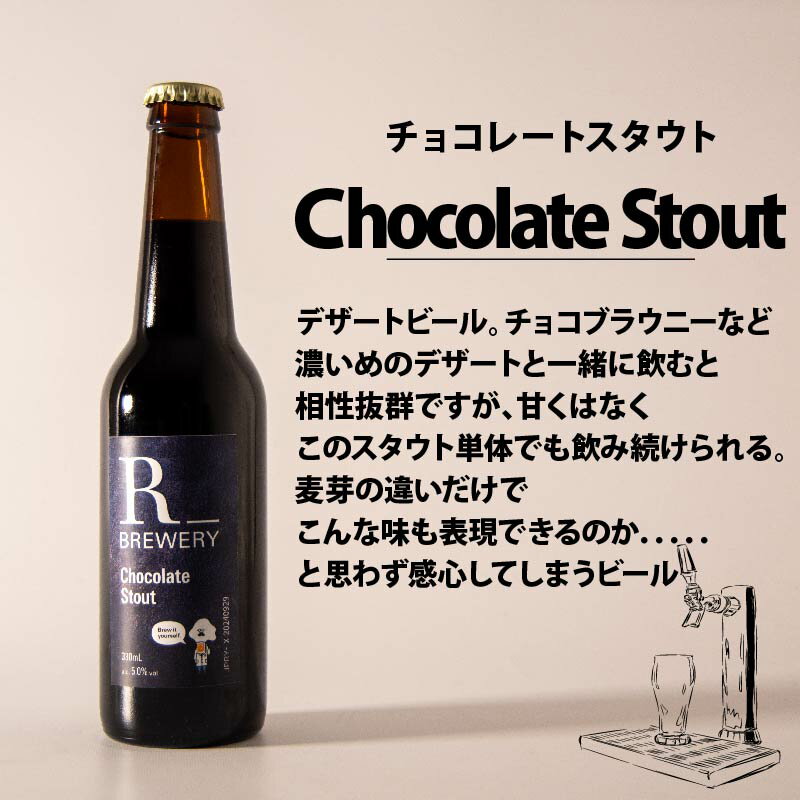 【ふるさと納税】 【 先行予約 】 ビール クラフトビール 5本 セット 各 330ml チョコレートスタウト 3本 + おまかせ R_BREWERY 発泡酒 ヘレス シュバルツ ヴァイス APA IPA SessionIPA ピルスナー 人気 飲み比べ 贈答品 中元 お歳暮 瓶ビール 黒ビール スーパーセール サムネイル3