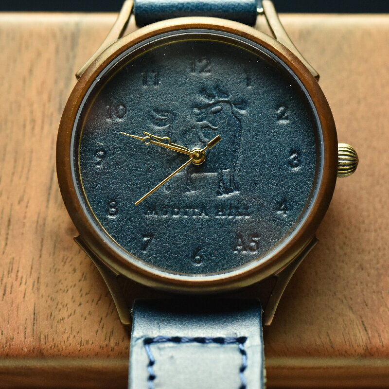 【ふるさと納税】 腕時計 本革 レザー ハンドメイド 手作り ブルー 贈り物 ギフト プレゼント 国産 受注生産 滋賀県 竜王 岡喜 サムネイル2